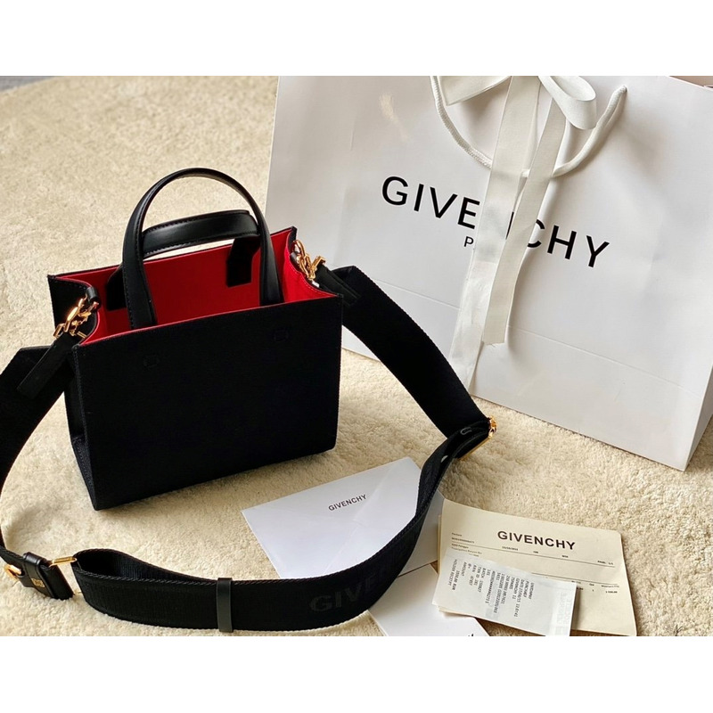 Givenchy G-Tote Leather-trimmed Printed Canvas Tote Black Small