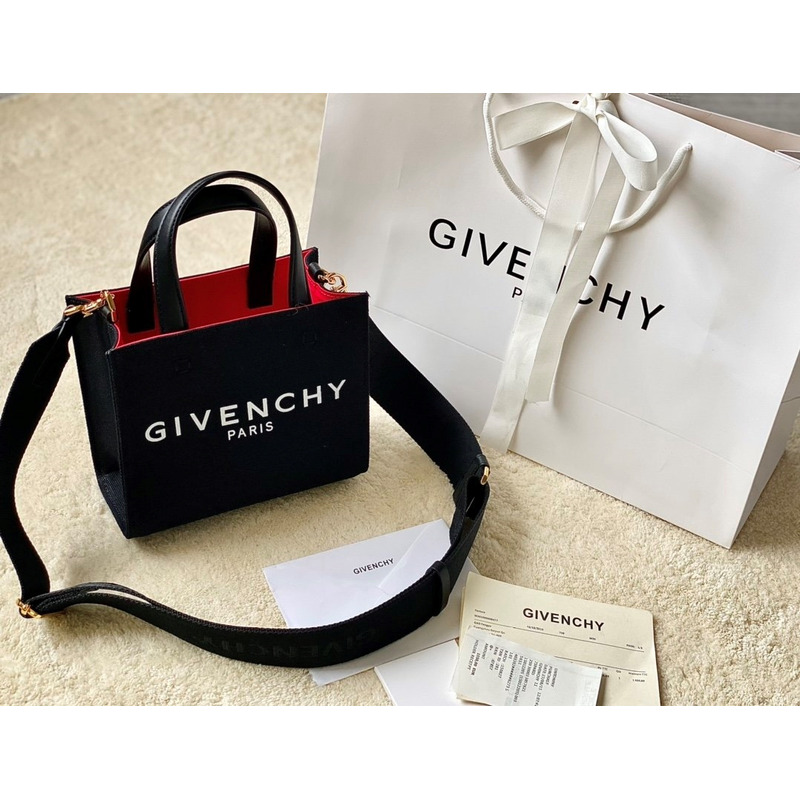 Givenchy G-Tote Leather-trimmed Printed Canvas Tote Black Small