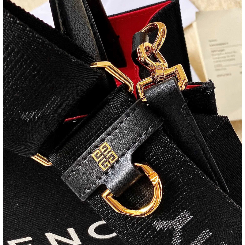 Givenchy G-Tote Leather-trimmed Printed Canvas Tote Black Small