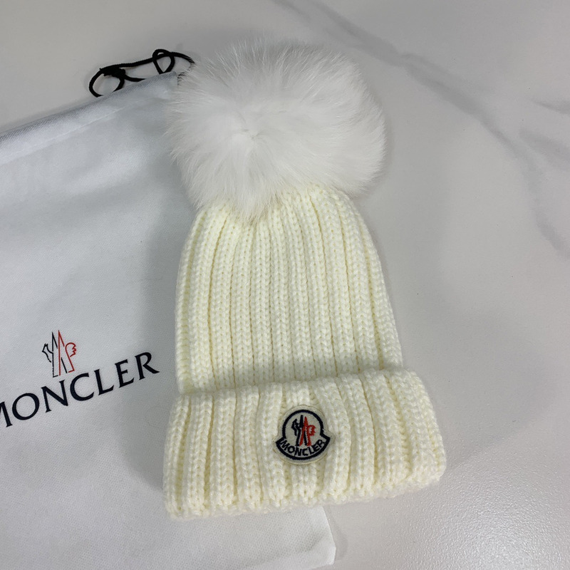 Moncler Kids Wool Hat  White