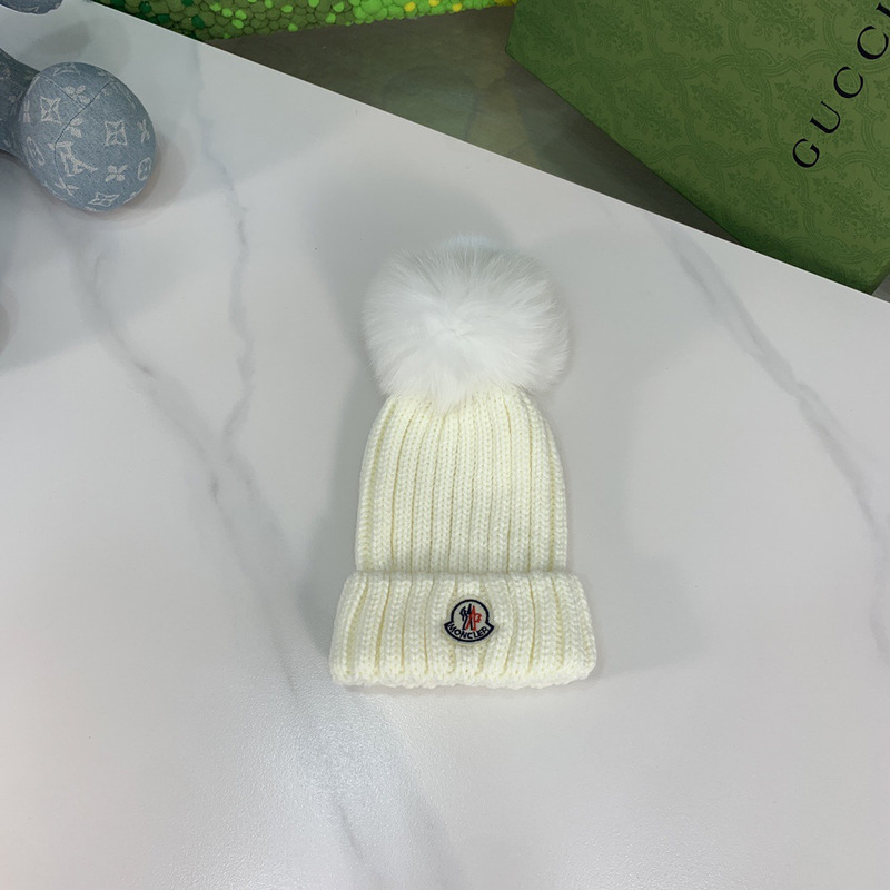 Moncler Kids Wool Hat  White