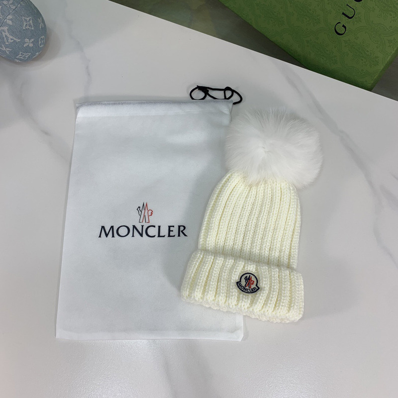 Moncler Kids Wool Hat  White