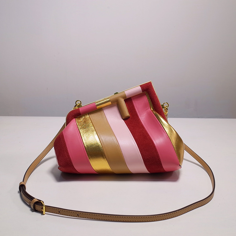 F**di first small leather shoulder bag pink