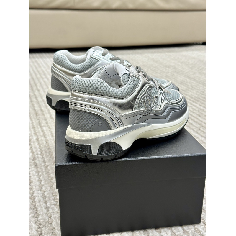 Ch*el sneakers light gray & silvered