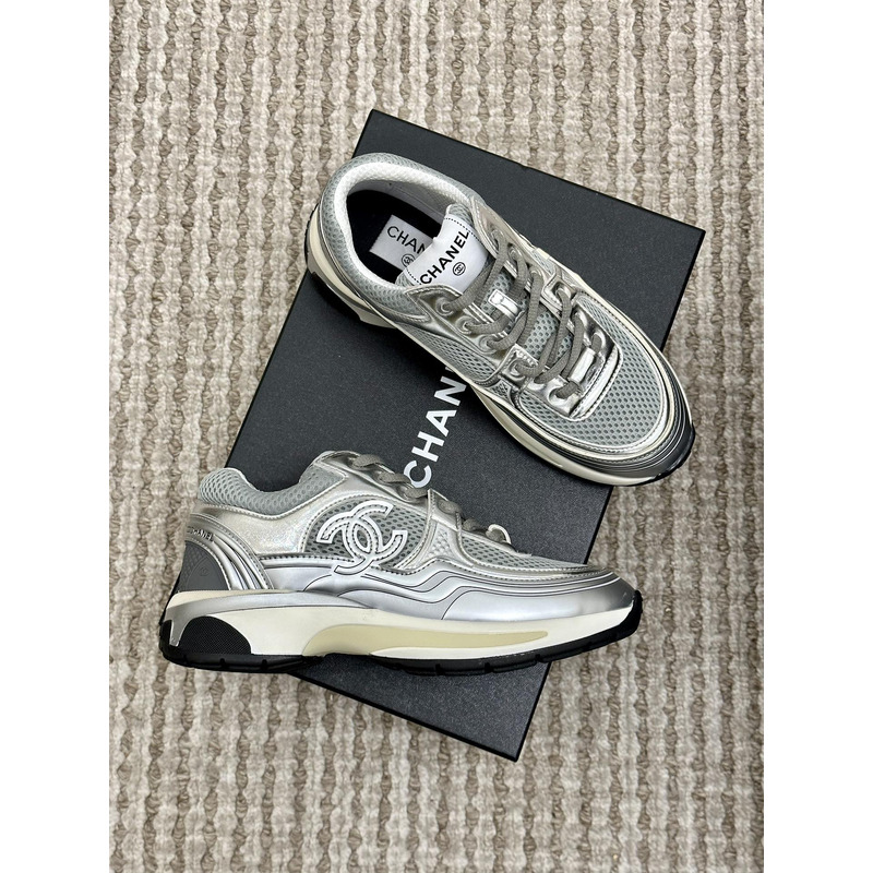 Ch*el sneakers light gray & silvered