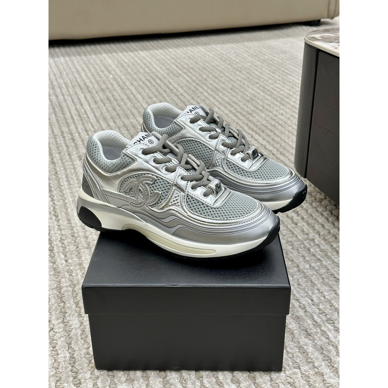 Ch*el sneakers light gray & silvered