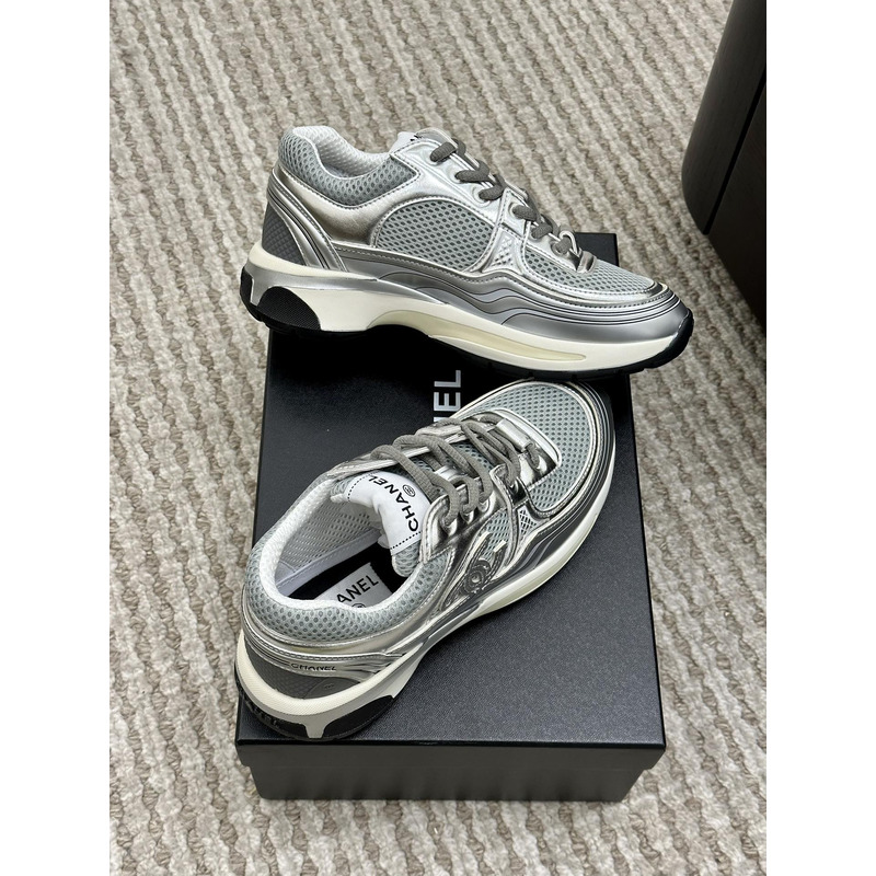 Ch*el sneakers light gray & silvered