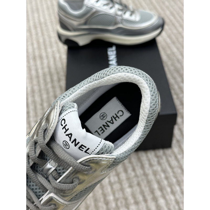 Ch*el sneakers light gray & silvered