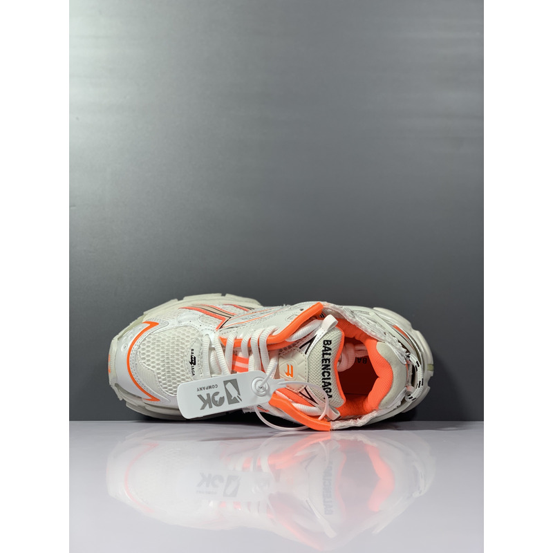 Ba*len*cia*ga runner sneaker in neon orange and off-white mesh and nylon