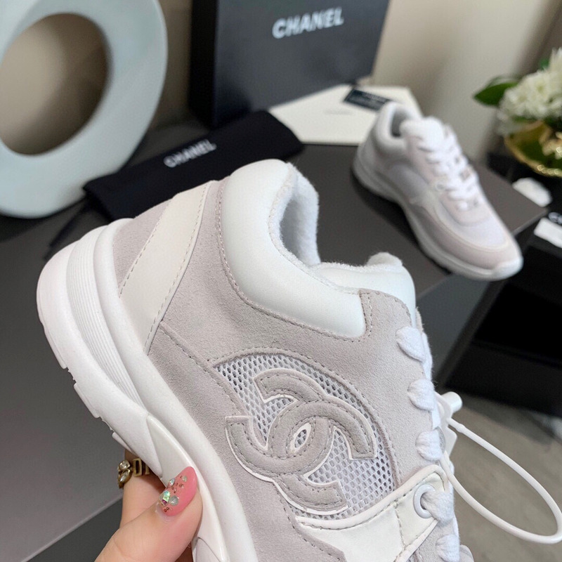 Ch*el cc suede sneakers white