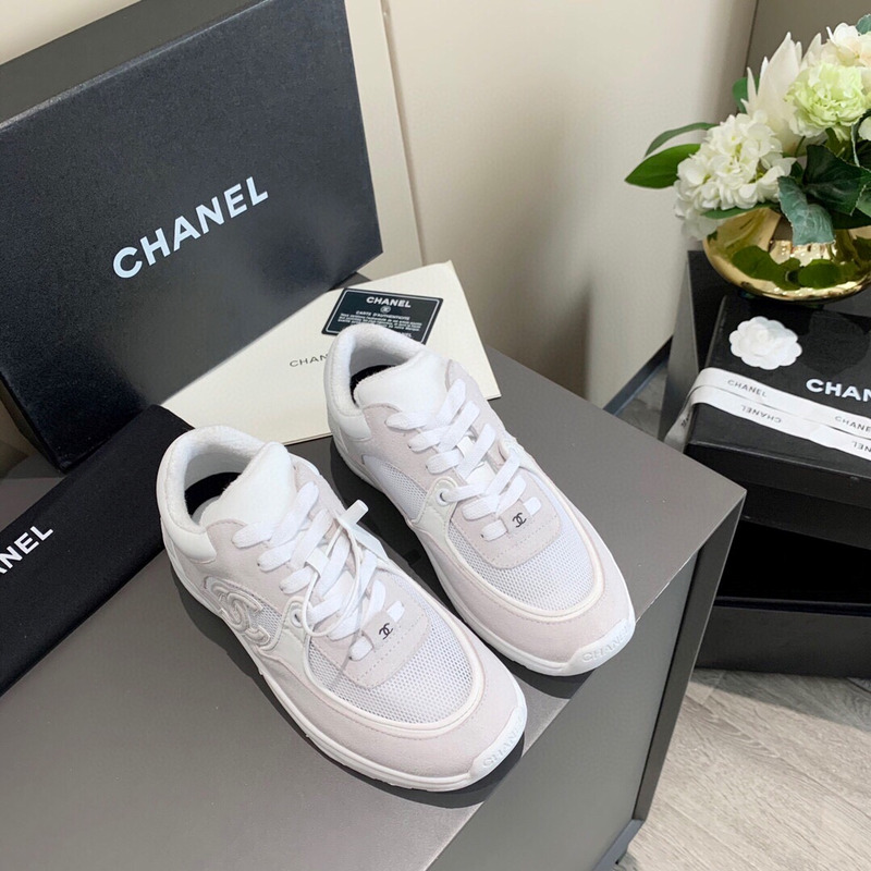 Ch*el cc suede sneakers white