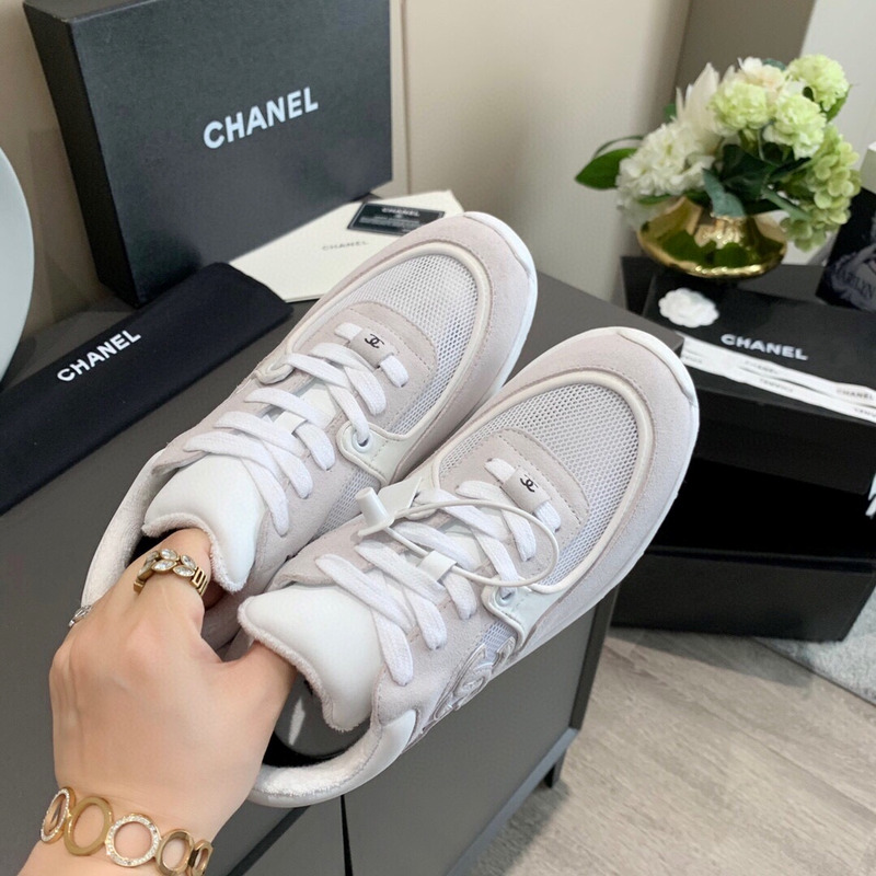 Ch*el cc suede sneakers white