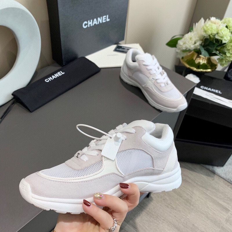 Ch*el cc suede sneakers white