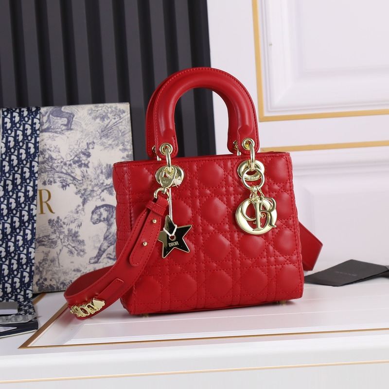 D*or lady D*or micro lambskin tote red