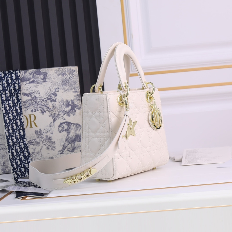 D*or lady D*or micro lambskin tote white