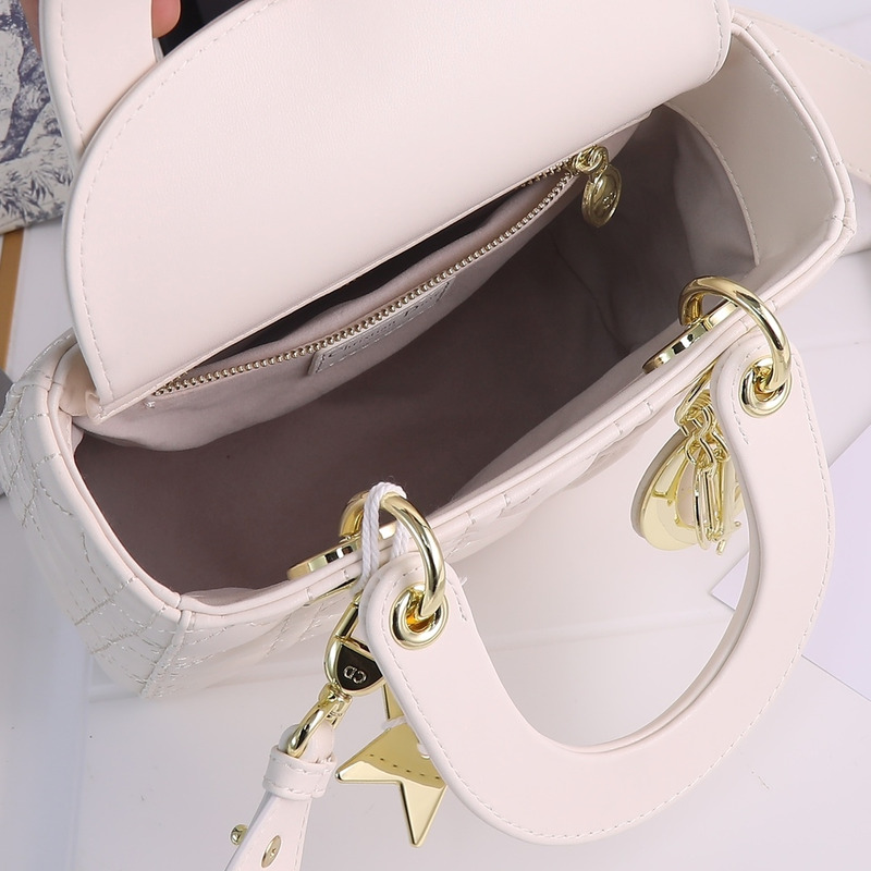 D*or lady D*or micro lambskin tote white