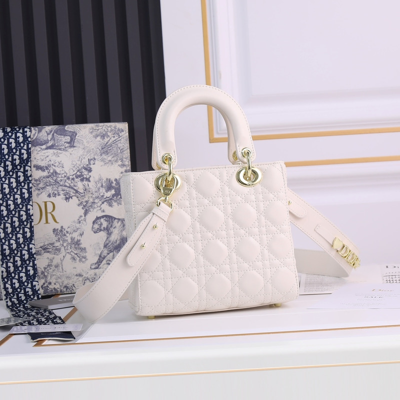 D*or lady D*or micro lambskin tote white