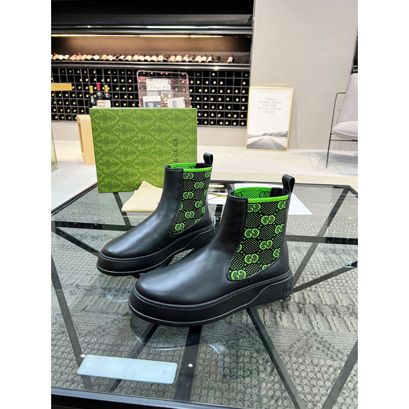 G*u*i men\''s gg knit ankle boots green and black