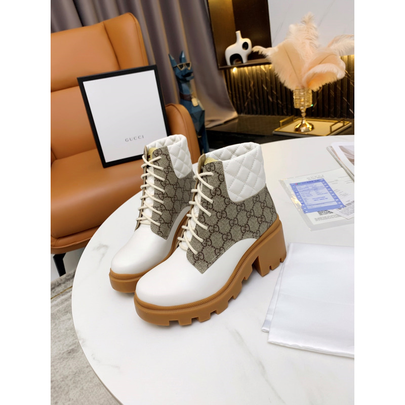 G*u*i women\''s gg ankle boot white and brown