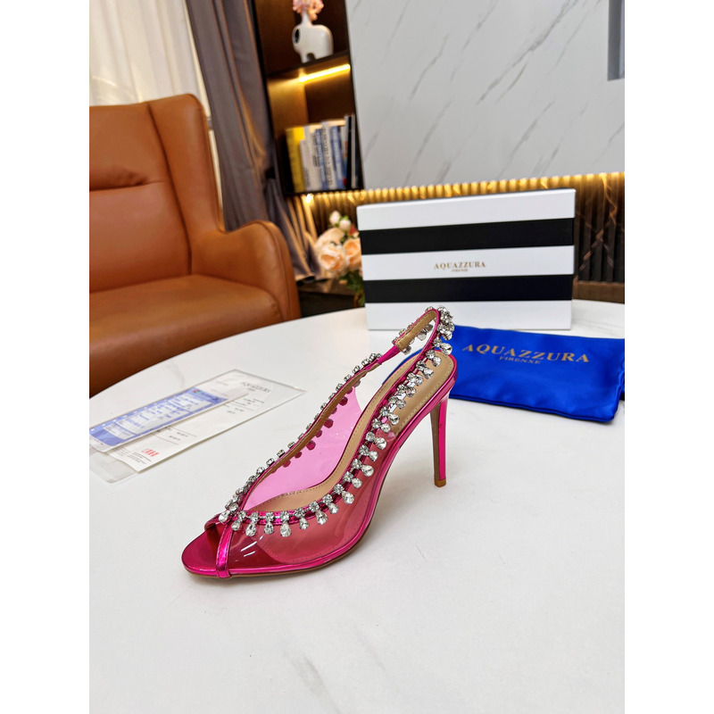 Aquazzura Temptation Crystal Embellished Open Toe Pumps Red