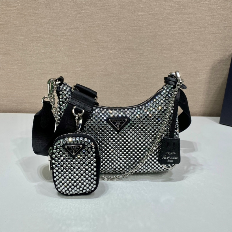 Pra*a re-edition crystal mini bag black