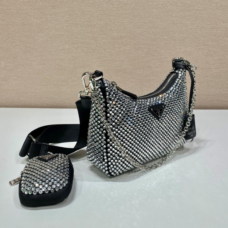 Pra*a re-edition crystal mini bag black