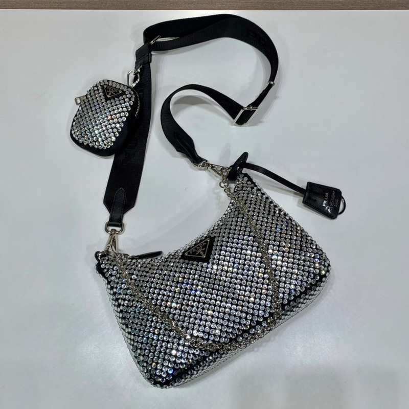 Pra*a re-edition crystal mini bag black