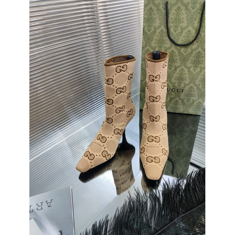 G*u*i women\''s gg knit ankle boots brown