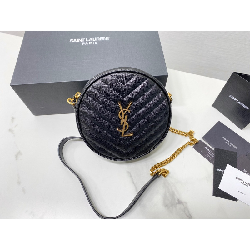 Saint Laurent Vinyle Round Quilted Leather Camera Bag