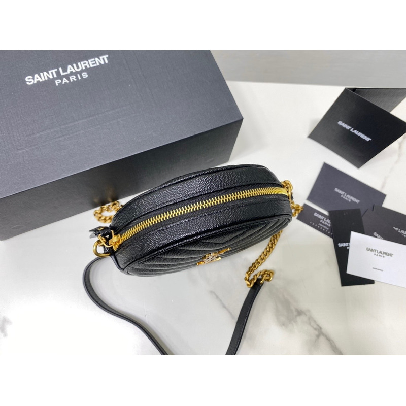 Saint Laurent Vinyle Round Quilted Leather Camera Bag