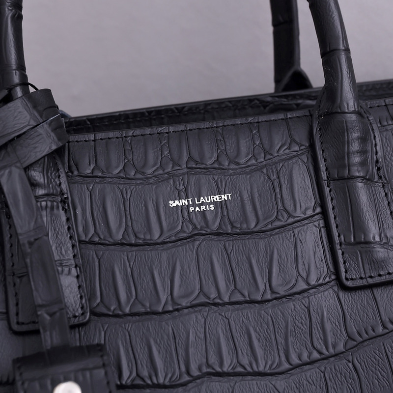 Saint Laurent Nano Sac de Jour Croc-Embossed Tote Bag