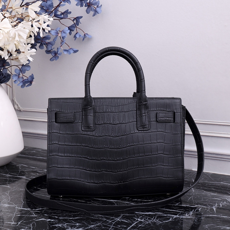 Saint Laurent Nano Sac de Jour Croc-Embossed Tote Bag