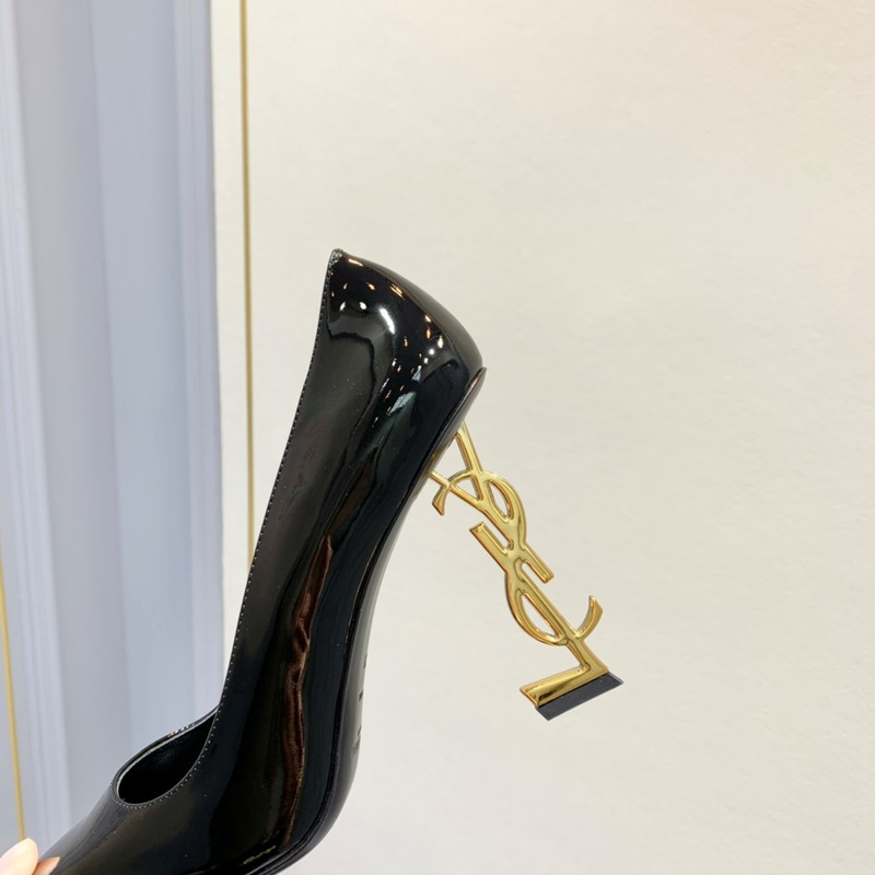 Saint Laurent Opyum Logo 110 Plaque Pumps Heels Gold