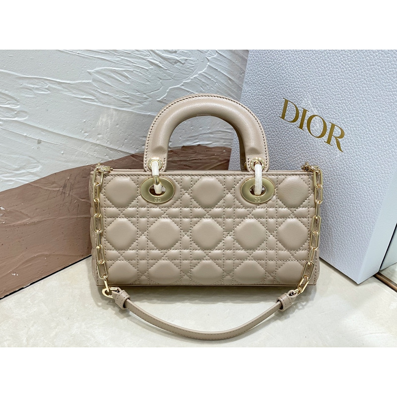 D*or small lady d-joy bag sand-brown lambskin cannage