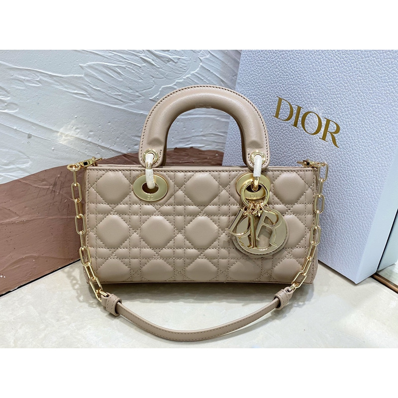 D*or small lady d-joy bag sand-brown lambskin cannage