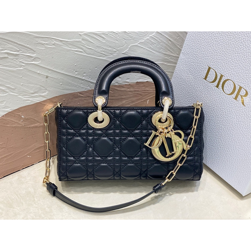 D*or small lady d-joy bag royal blue cannage lambskin