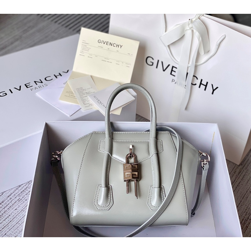 Givenchy Antigona Lock Mini Tote Gray