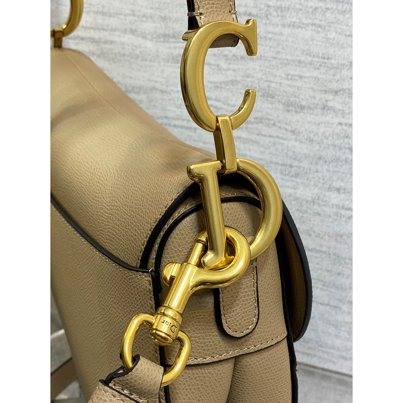 D*or  saddle bag with shoulder strap beige goatskin