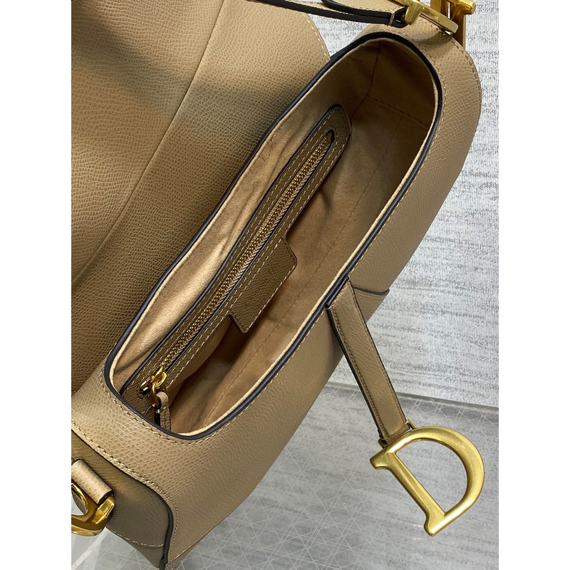 D*or  saddle bag with shoulder strap beige goatskin