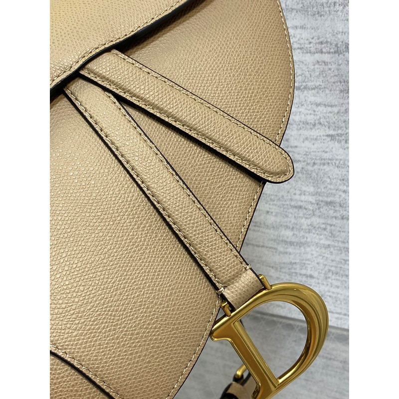 D*or  saddle bag with shoulder strap beige goatskin