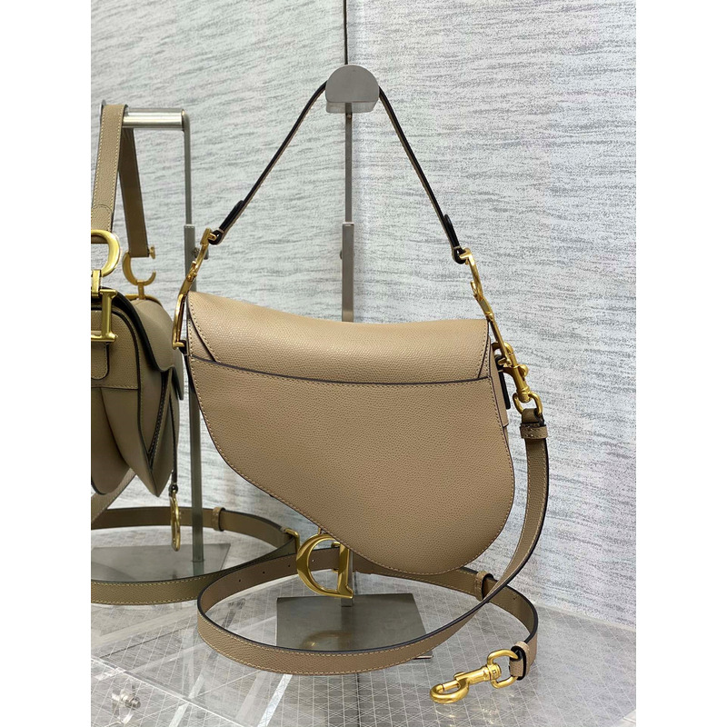 D*or  saddle bag with shoulder strap beige goatskin