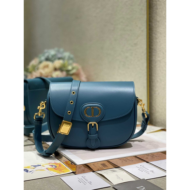 D*or bobby bag medium box calfskin blue