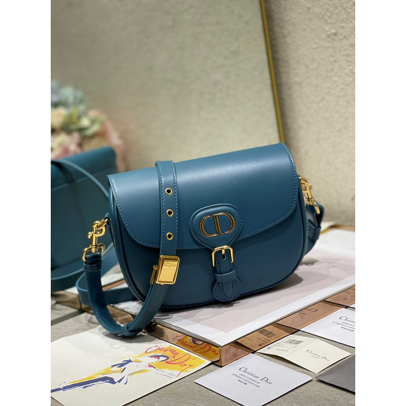 D*or bobby bag medium box calfskin blue