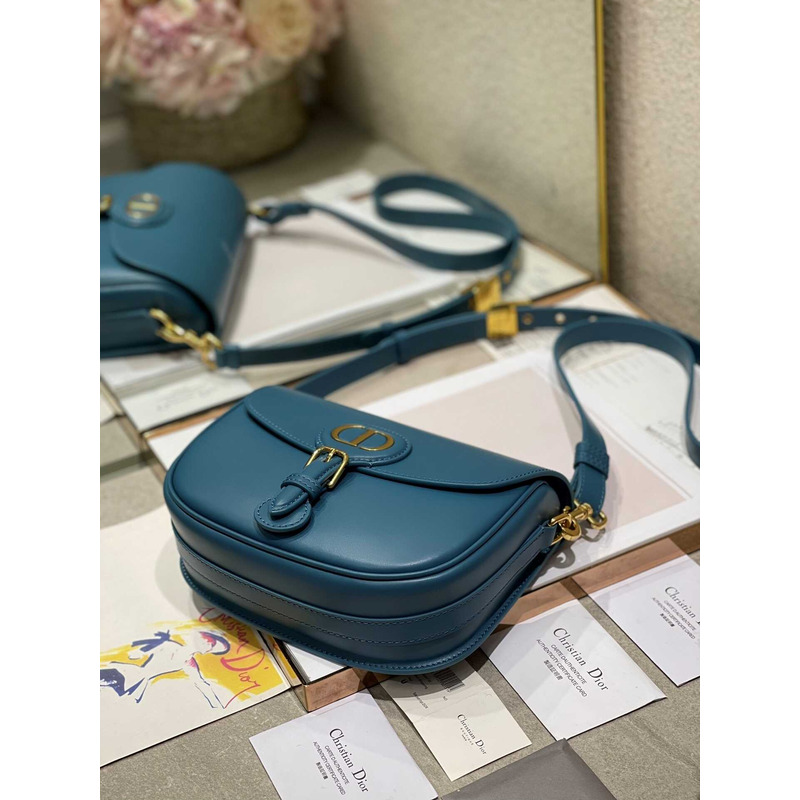 D*or bobby bag medium box calfskin blue