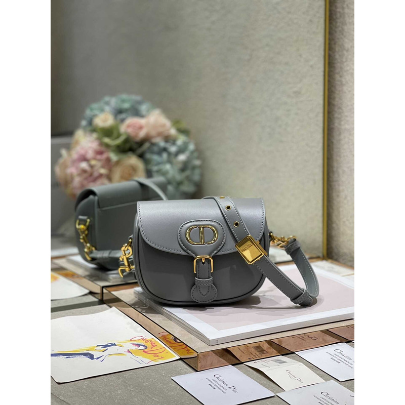 D*or bobby bag small box calfskin gray