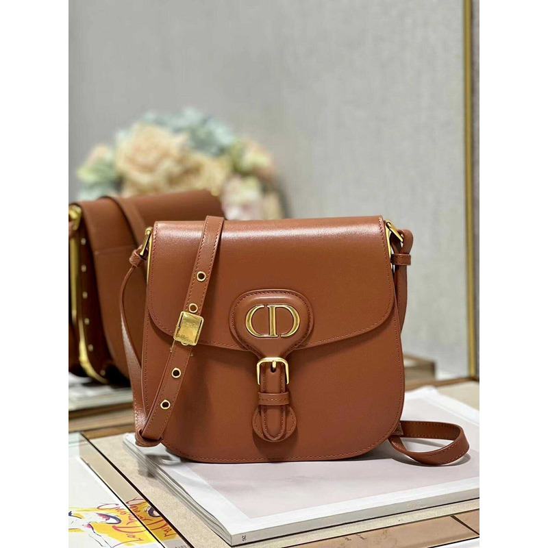 D*or bobby frame bag brown calfskin