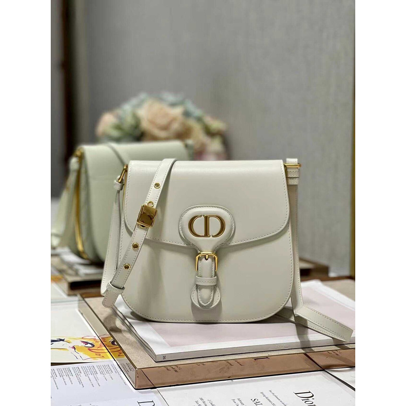 D*or bobby frame bag cream glossy calfskin