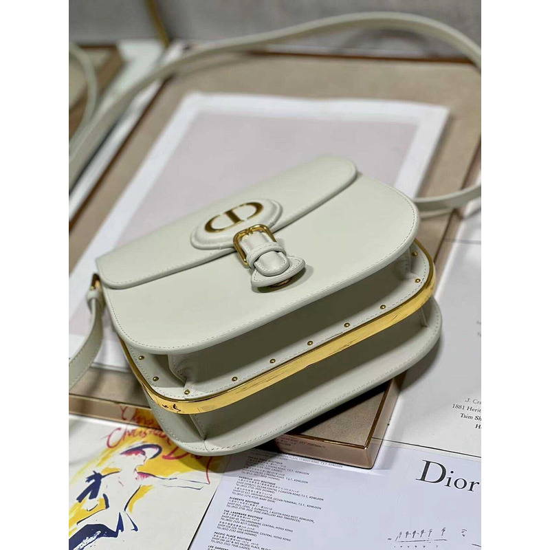 D*or bobby frame bag cream glossy calfskin