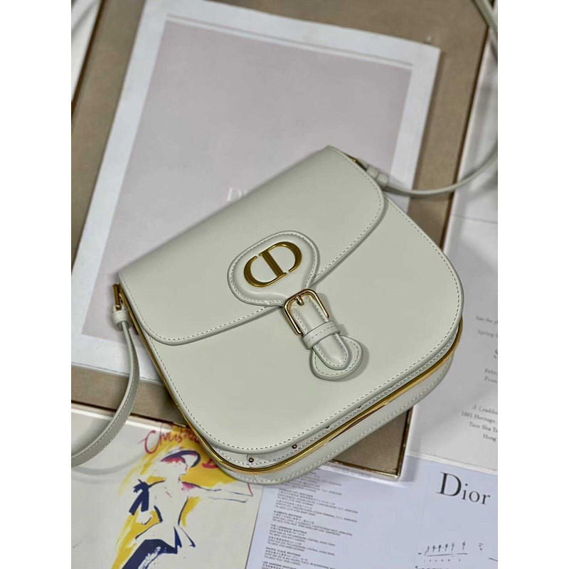 D*or bobby frame bag cream glossy calfskin