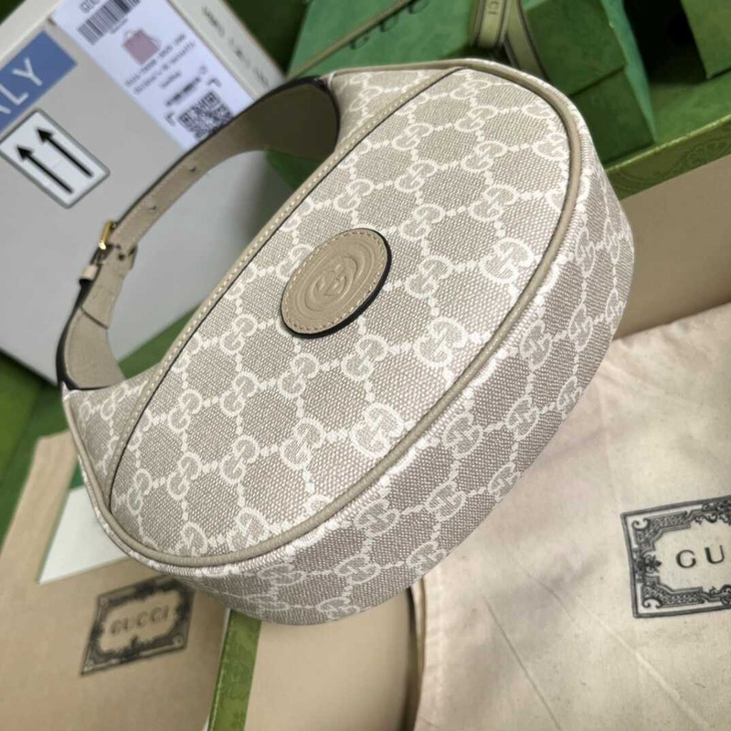 G*u*i half-moon shaped bag mini gg sup*e beige/white